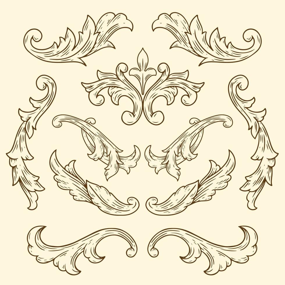 elementos florales decorativos victorianos vector