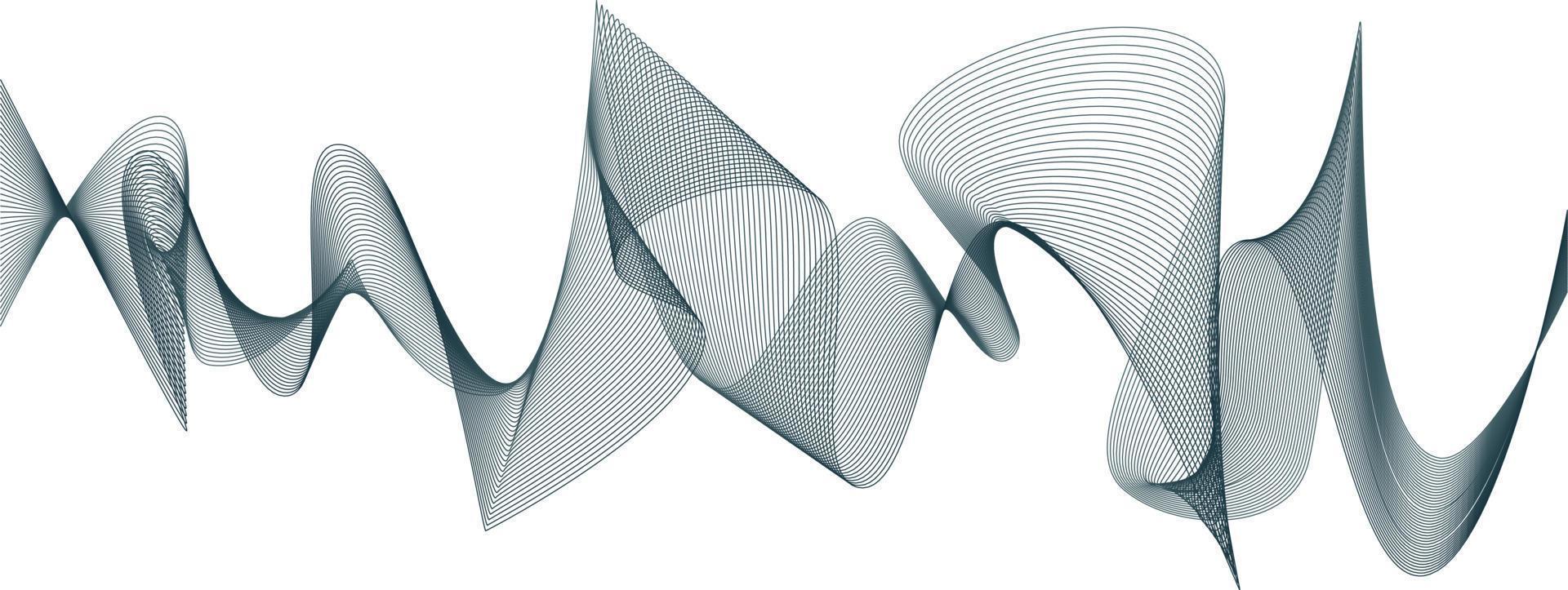Abstract wave element for design. Digital frequency track equalizer. Stylized line art background. Vector illustration. Wave with lines created using blend tool. Curved wavy line, smooth stripe.