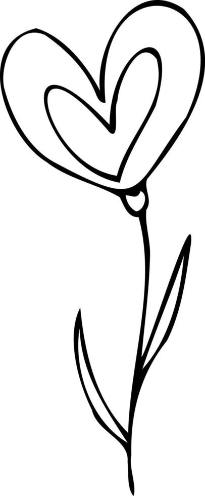  flor de corazón de contorno de dibujo a mano alzada. patrón de amor, postal, fondo abstracto
