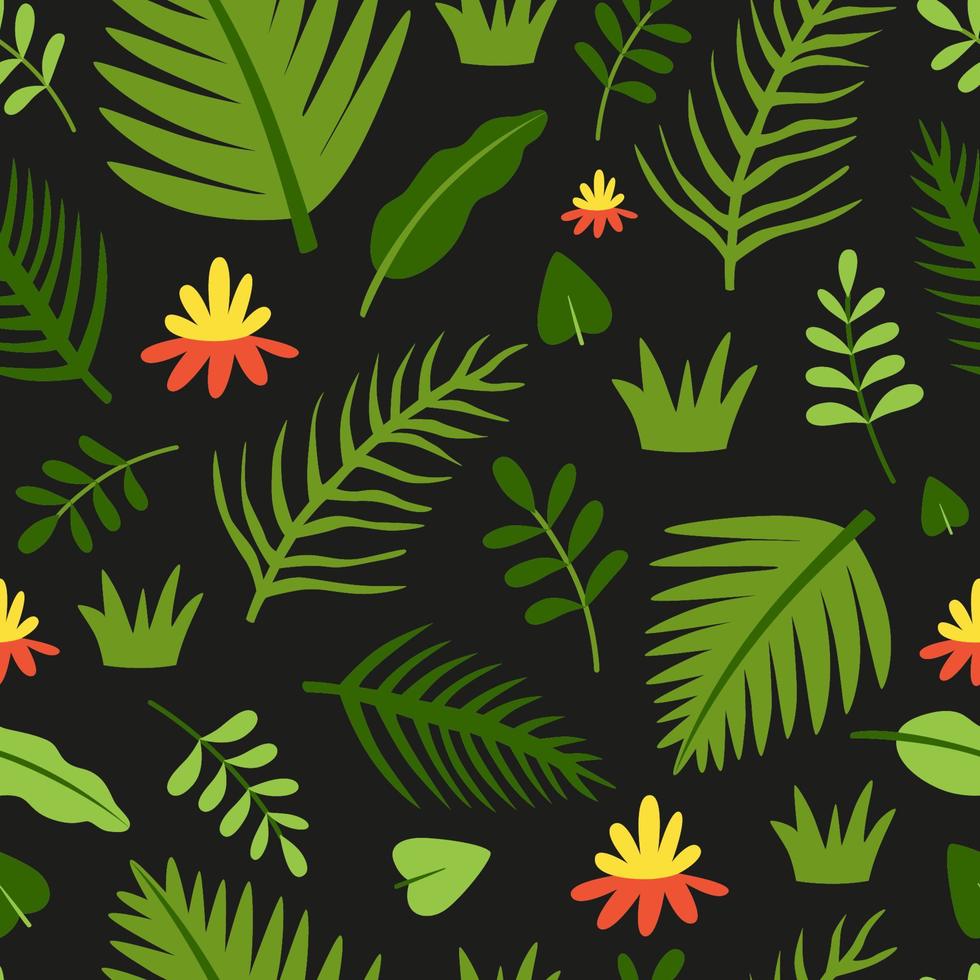 hojas tropicales exóticas en patrón vectorial sin costuras vector