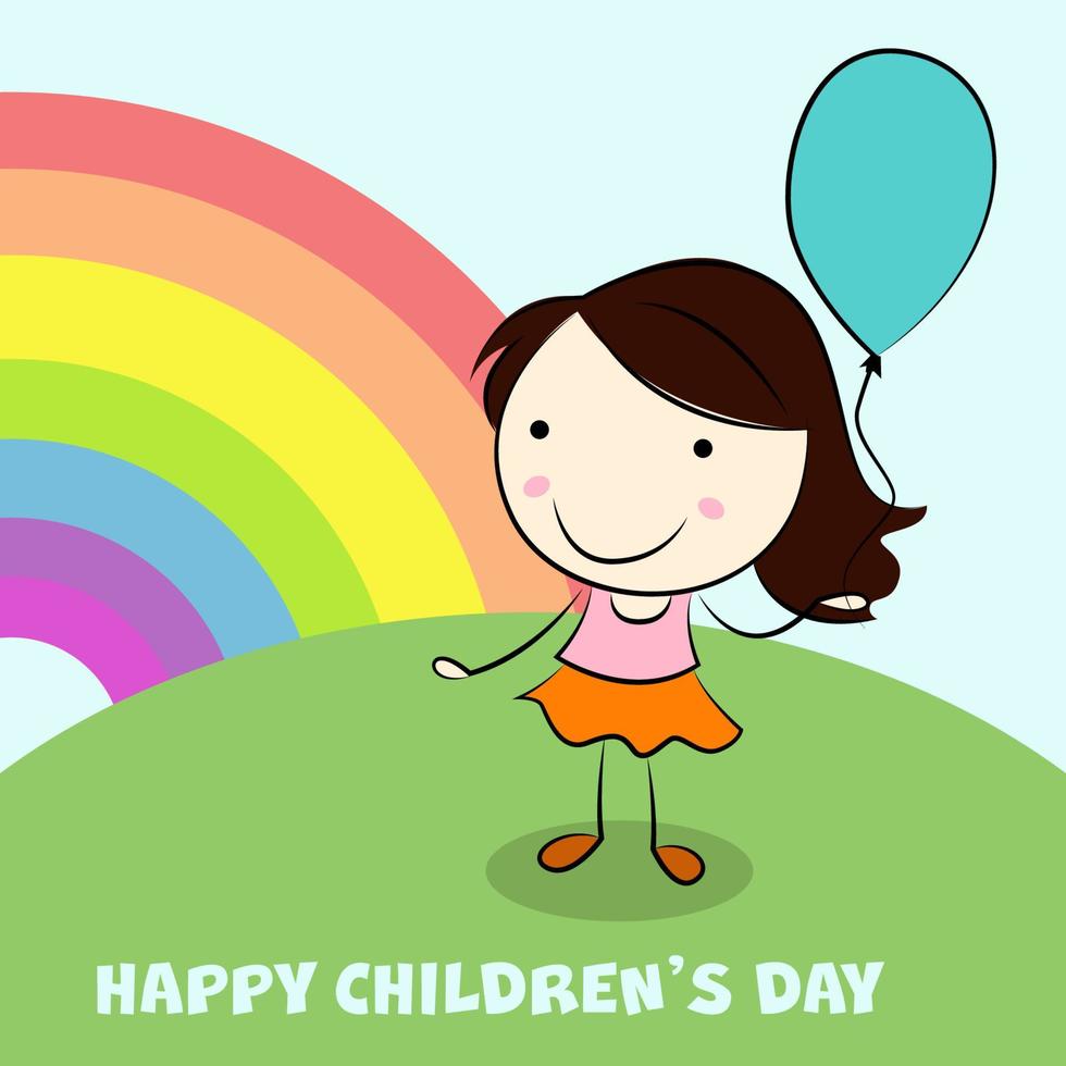 Childrens day background with rainbow vector