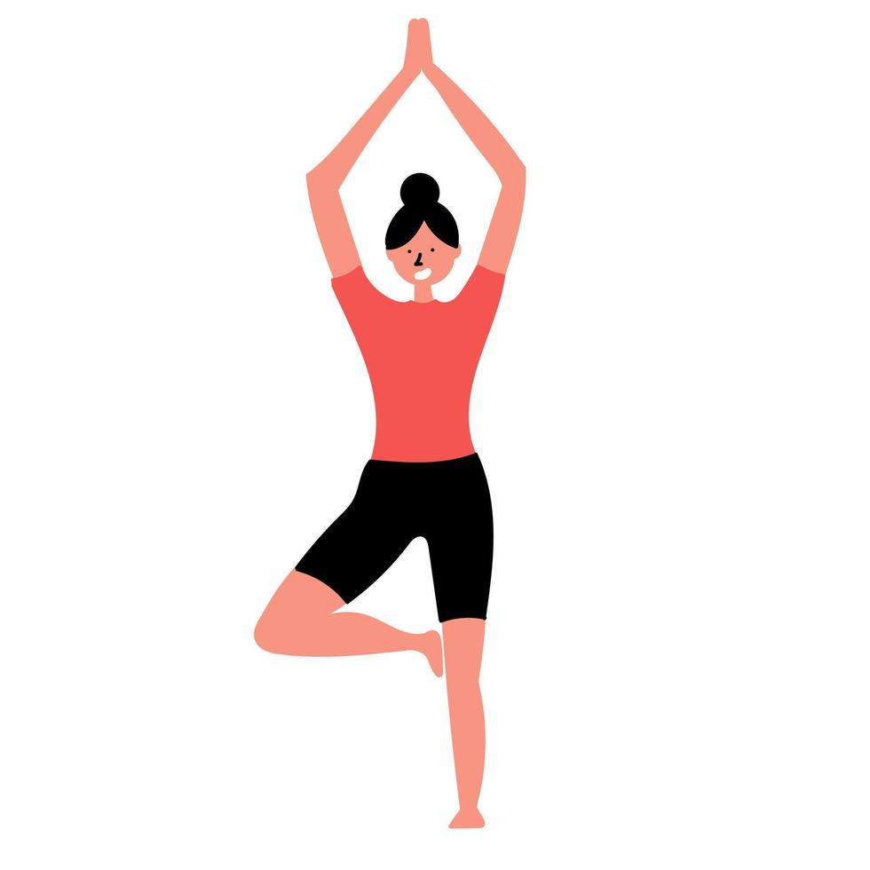 The girl is standing meditating. To do yoga vector