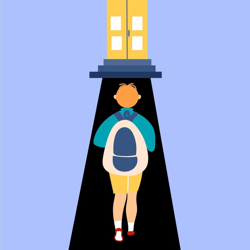 Student boy with a backpack goes to school. Back to school vector