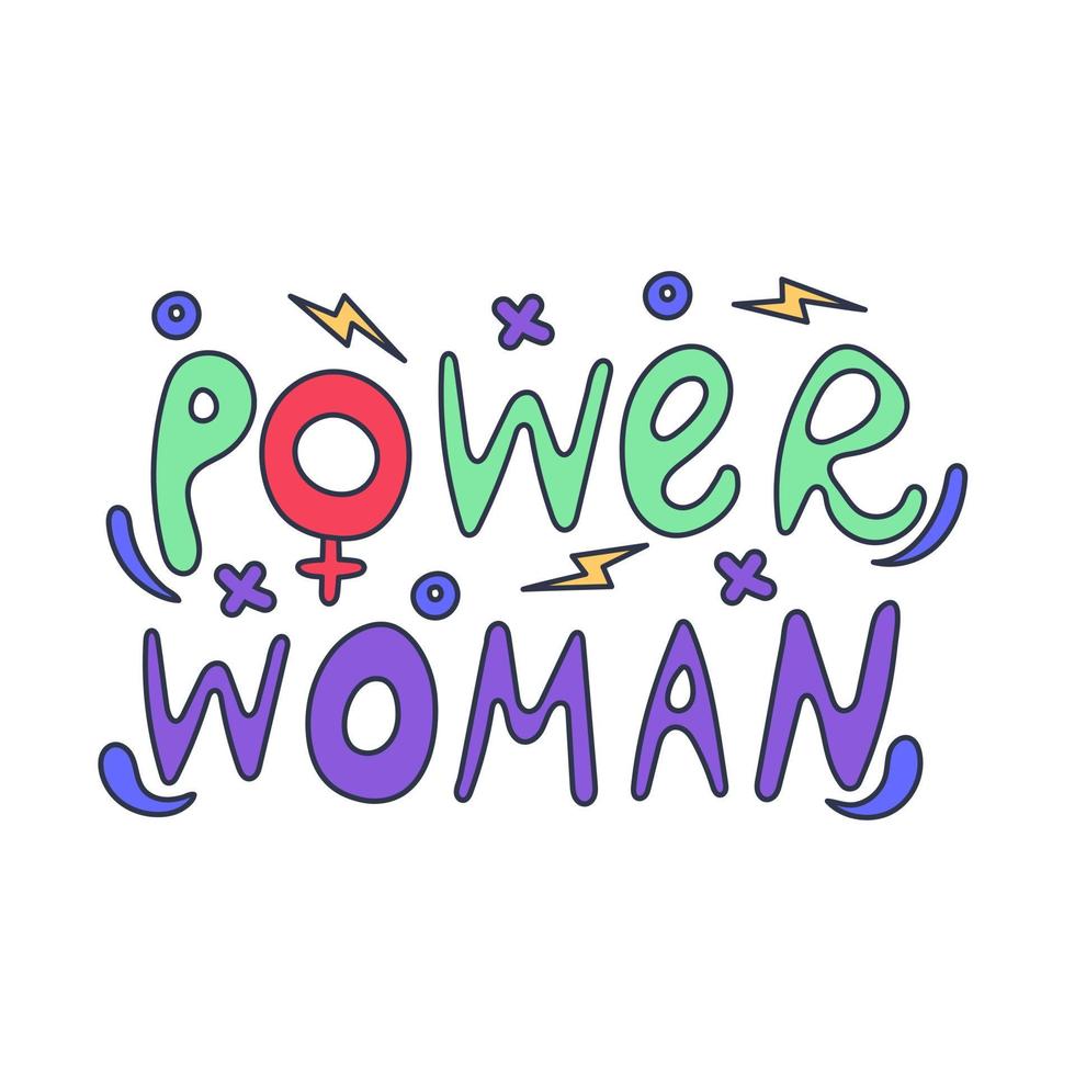 Lettering drawn by hand the power of women vector