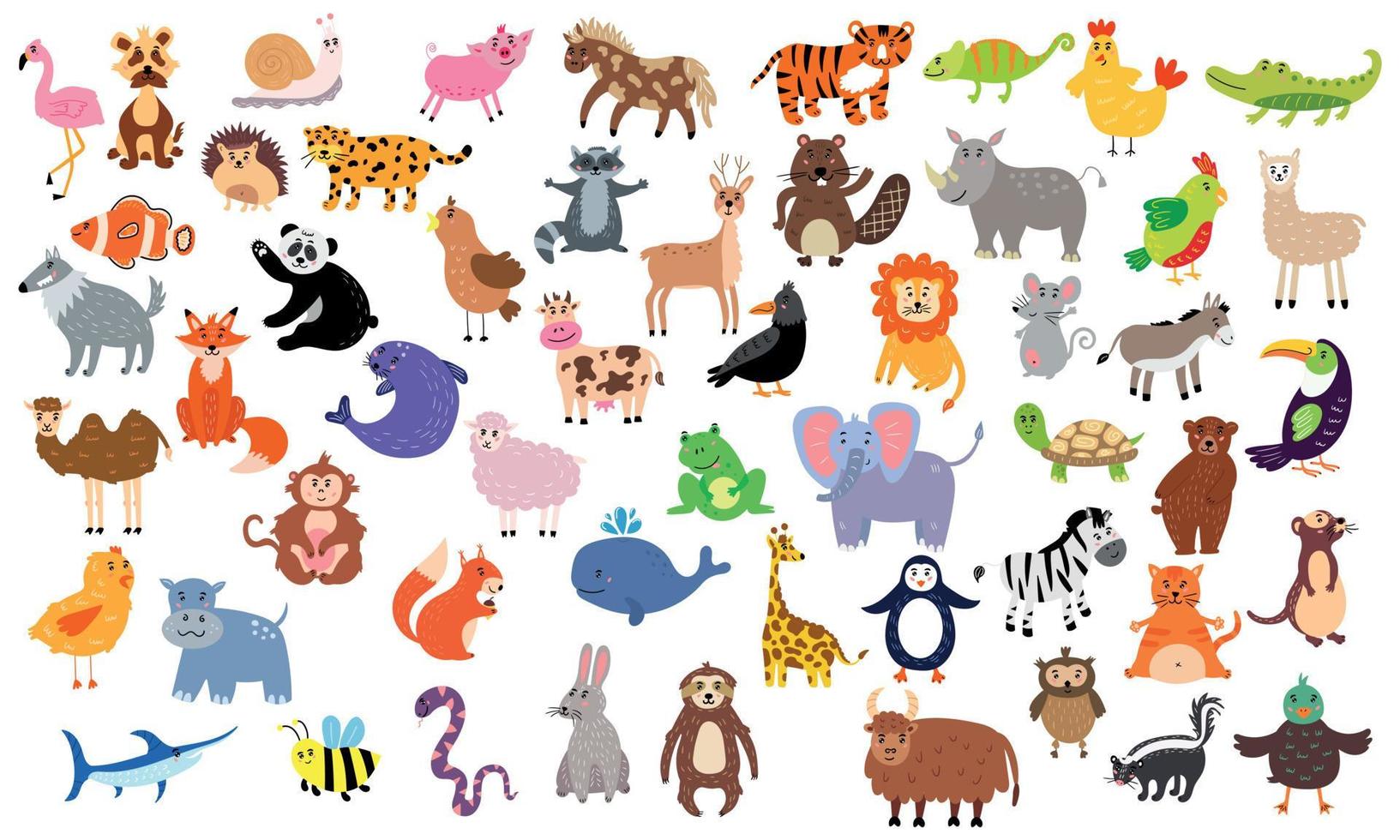 Large set of cute animals vector
