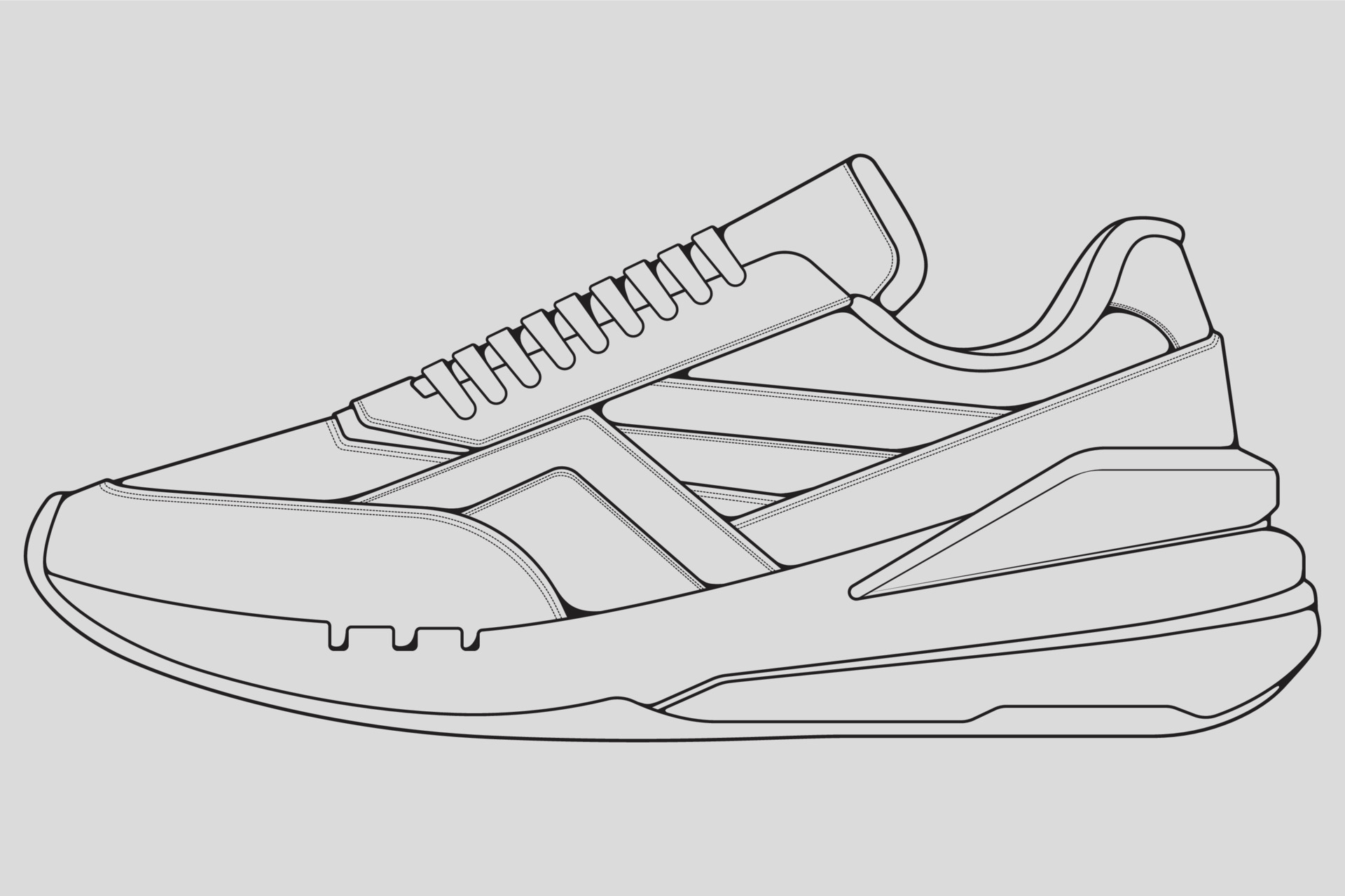 sneaker outline drawing vector, Sneakers drawn in a sketch style, black line sneaker trainers template outline, vector Illustration. 6426629 Vector at Vecteezy