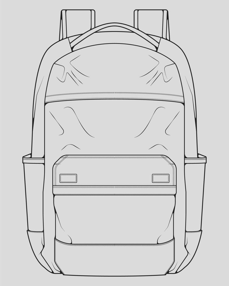 Sketch of a rucksack. Backpack isolated on white background. Vector illustration of a sketch style.