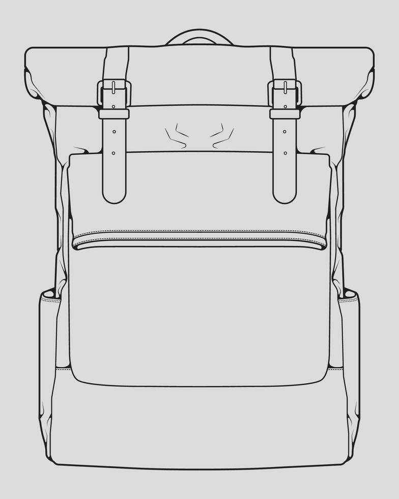 Sketch of a rucksack. Backpack isolated on white background. Vector illustration of a sketch style.