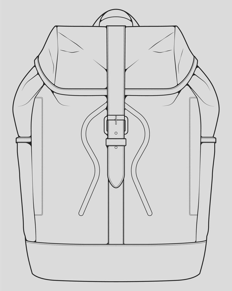 Sketch of a rucksack. Backpack isolated on white background. Vector illustration of a sketch style.