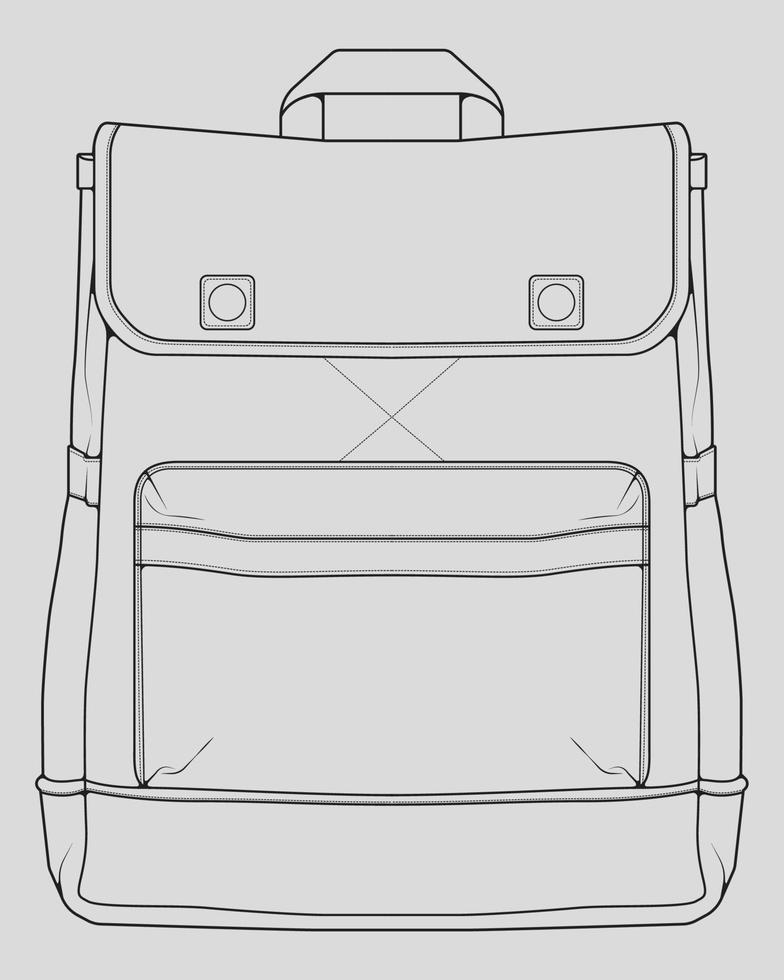 Sketch of a rucksack. Backpack isolated on white background. Vector illustration of a sketch style.