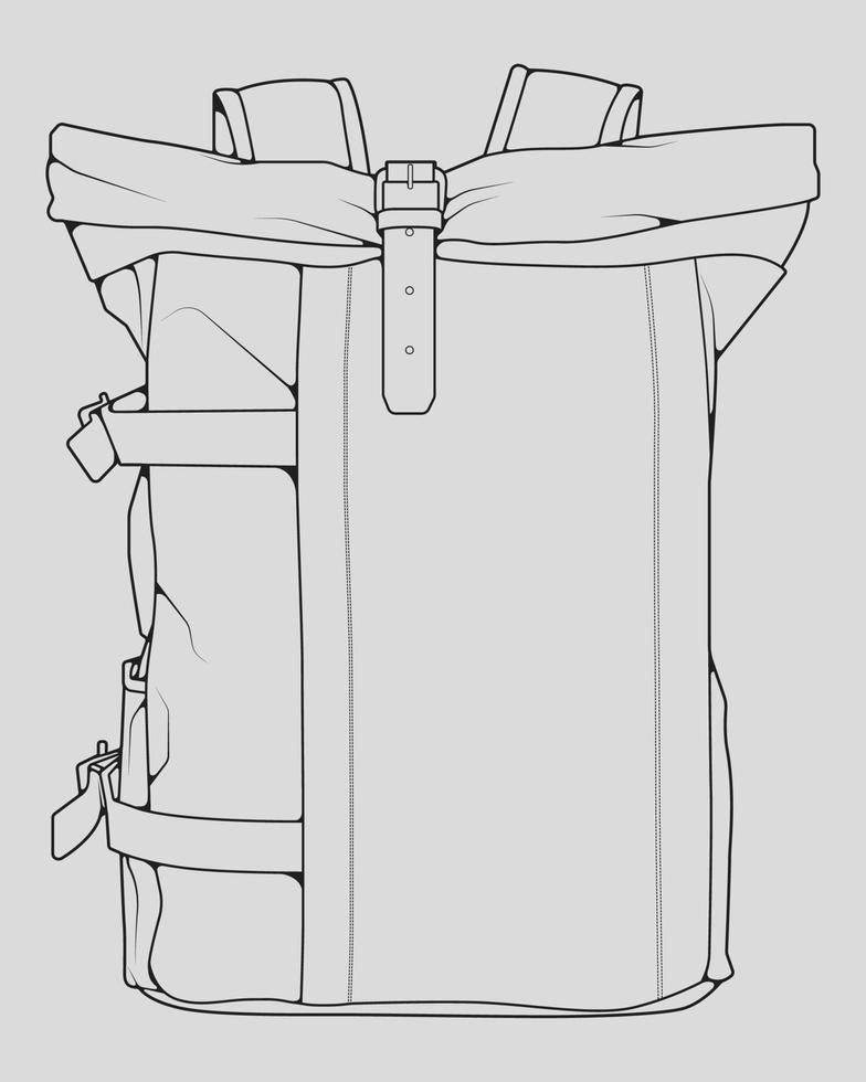 Sketch of a rucksack. Backpack isolated on white background. Vector illustration of a sketch style.