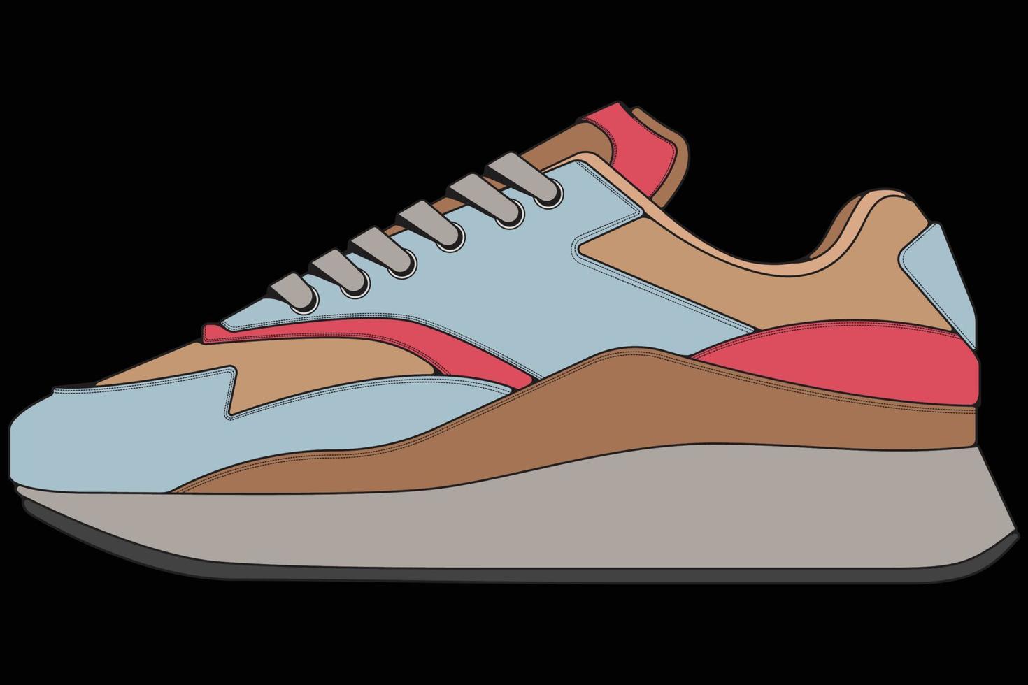 zapatos de zapatillas vectoriales para entrenamiento, ilustración vectorial de zapatos para correr. calzado deportivo a todo color. vector