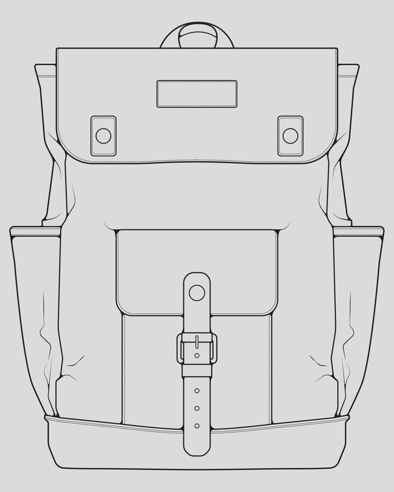 Sketch of a rucksack. Backpack isolated on white background. Vector illustration of a sketch style.