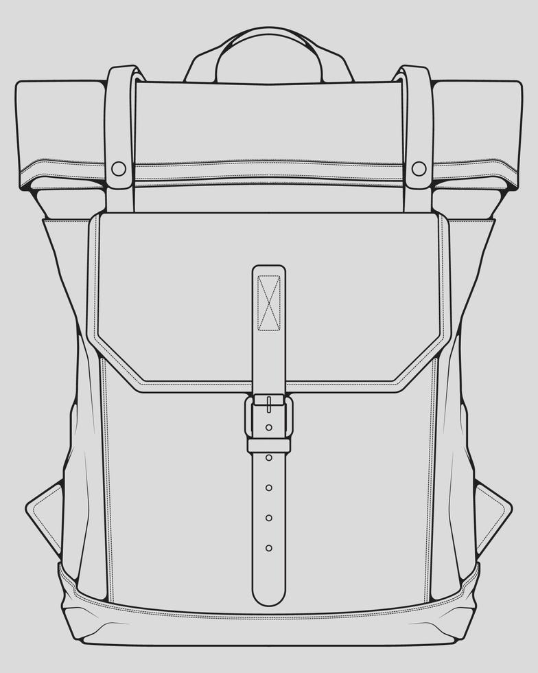 Sketch of a rucksack. Backpack isolated on white background. Vector illustration of a sketch style.