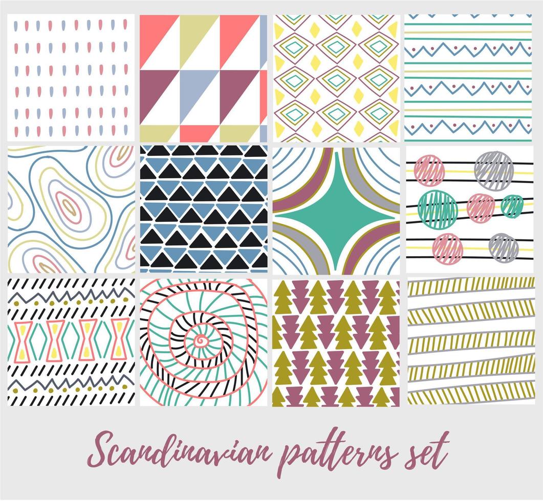 conjunto de patrón abstracto escandinavo. conceptos del norte hygge, lagom vector