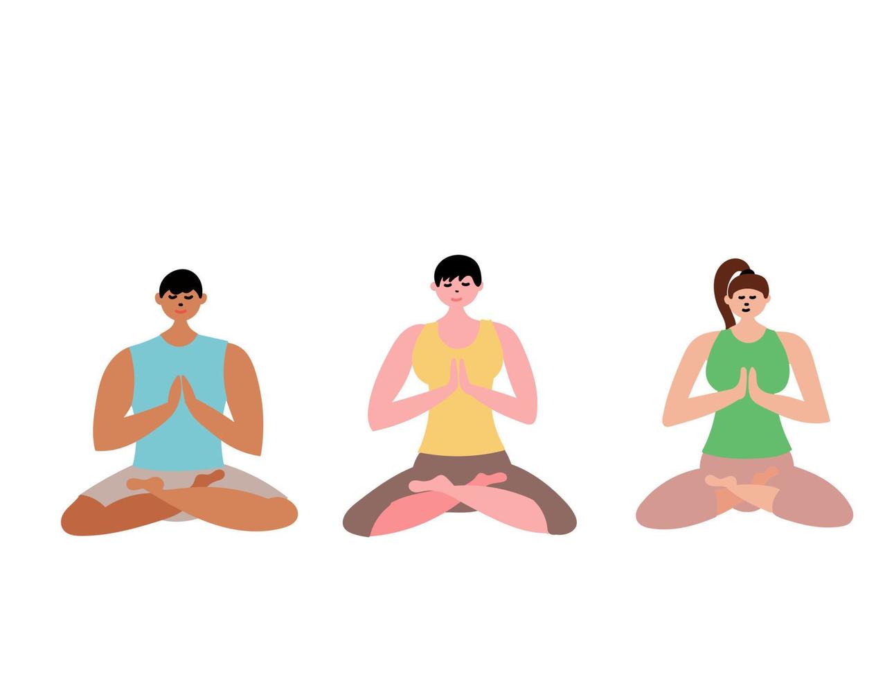 Group yoga class man and women vector