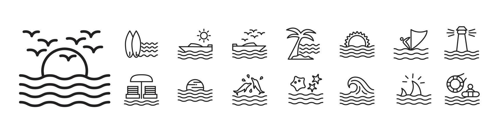 conjunto de iconos de playa vector