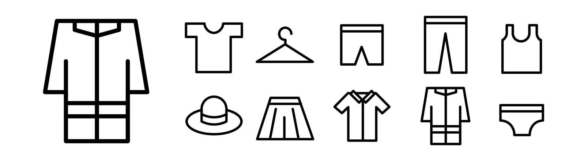 clothes and accessories thin line icon set vector