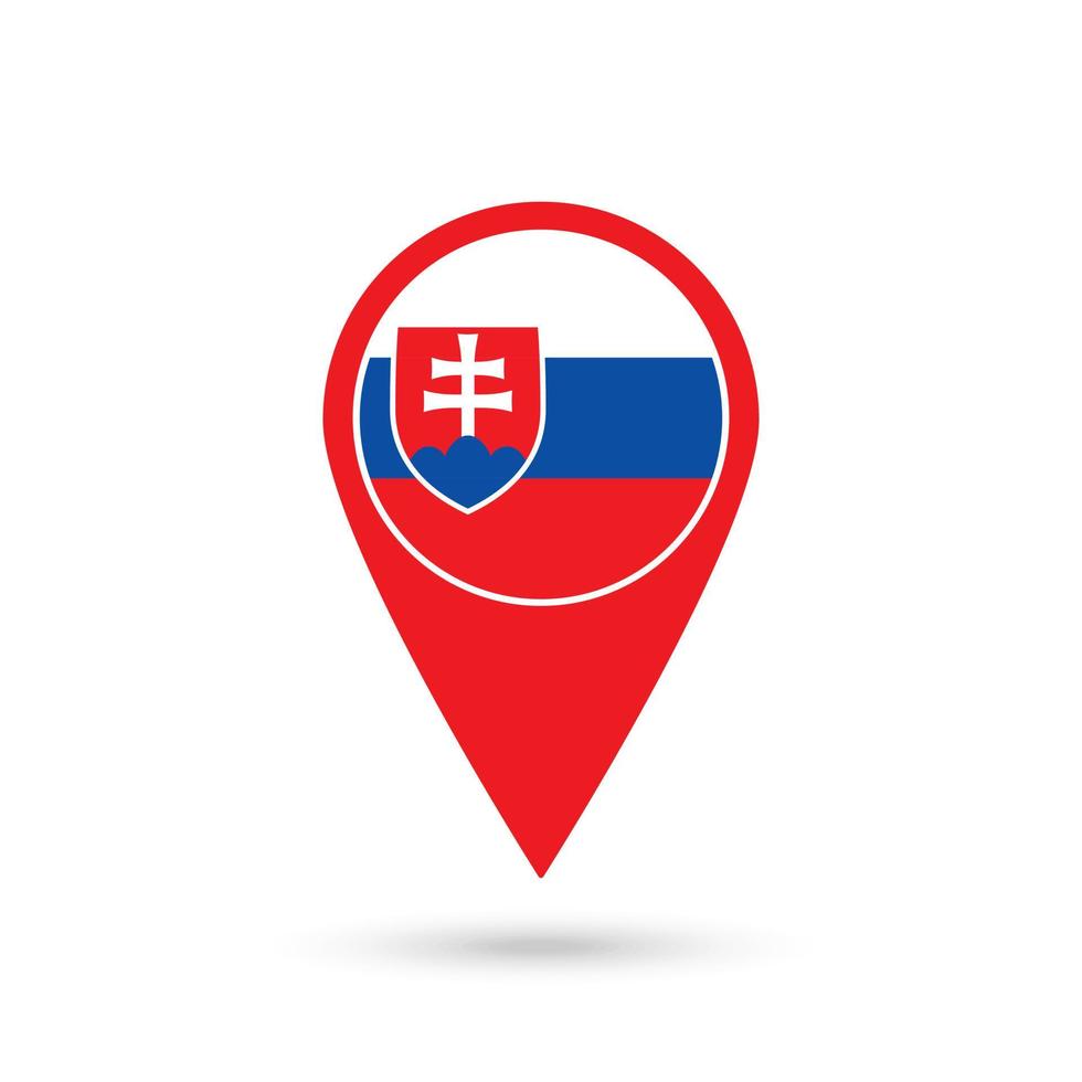 Map pointer with contry Slovakia. Slovakia flag. Vector illustration.