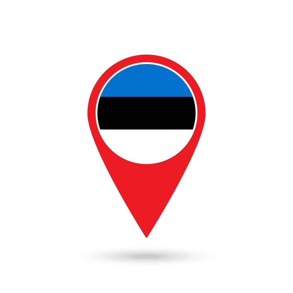 Map pointer with contry Estonia. Estonia flag. Vector illustration.