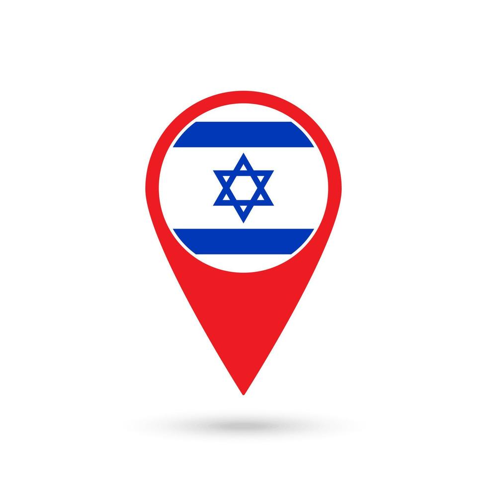 Map pointer with contry Israel. Israel flag. Vector illustration.