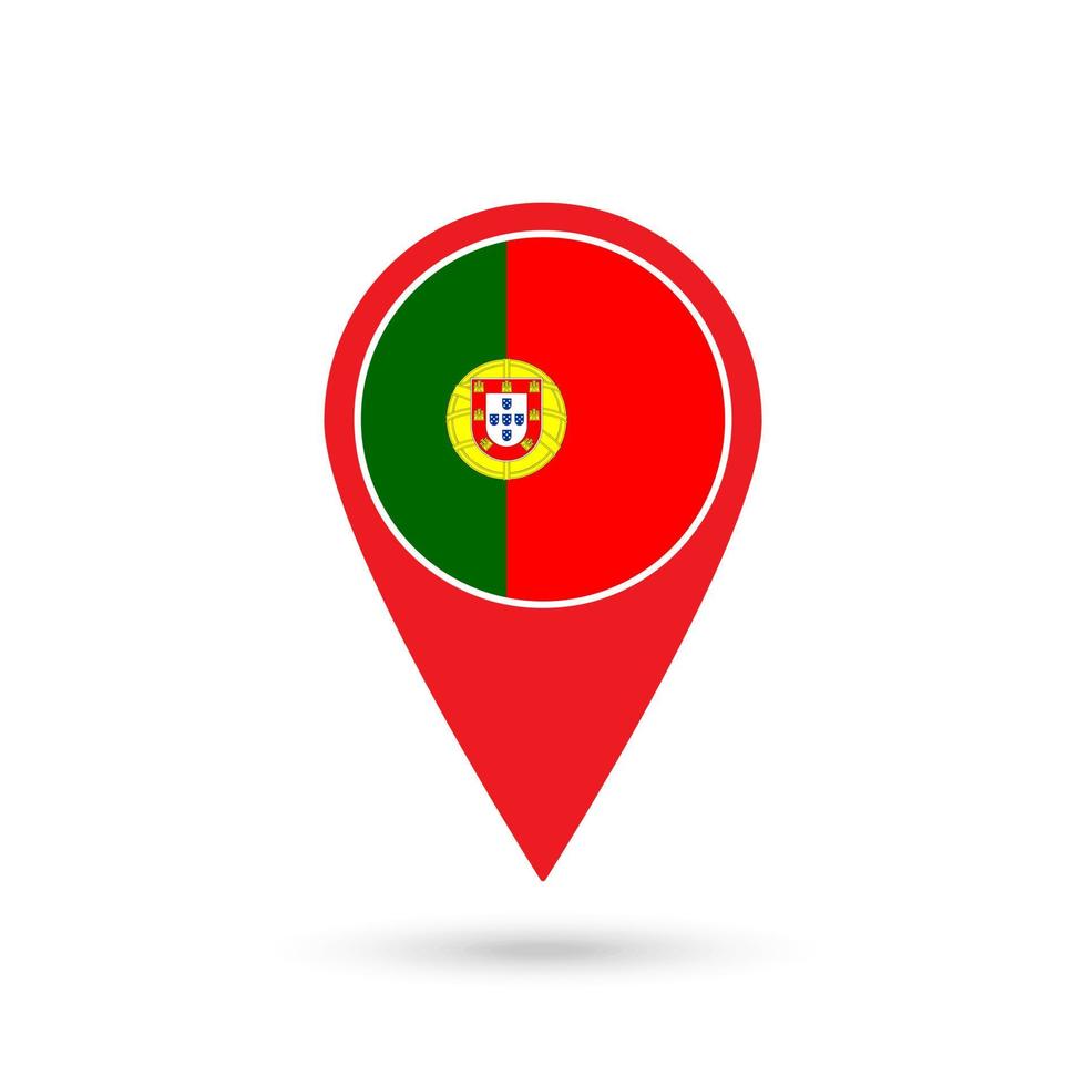 puntero del mapa con país portugal. bandera portuguesa ilustración vectorial vector