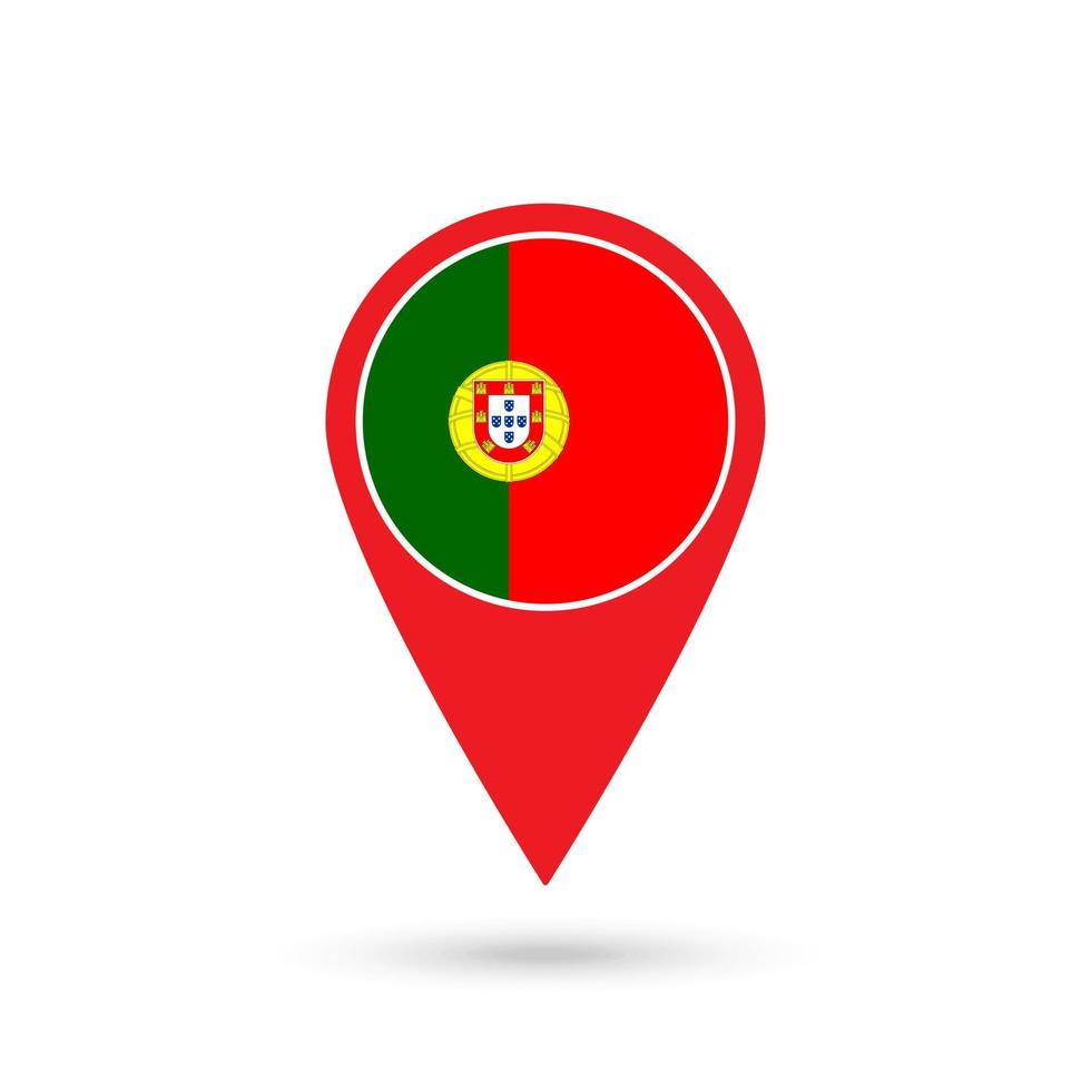 Map pointer with contry Portugal. Portugal flag. Vector illustration.