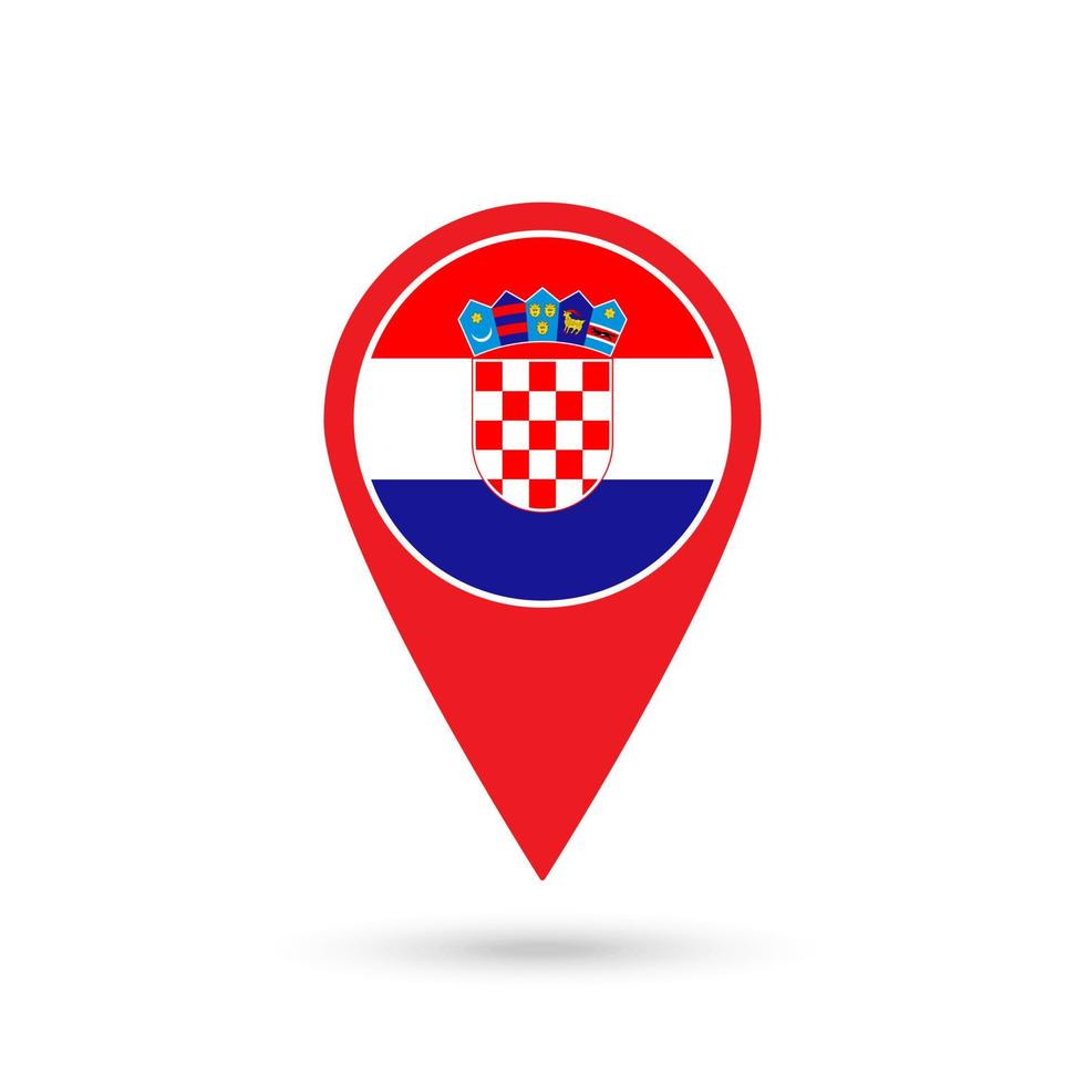 Map pointer with contry Croatia. Croatia flag. Vector illustration.