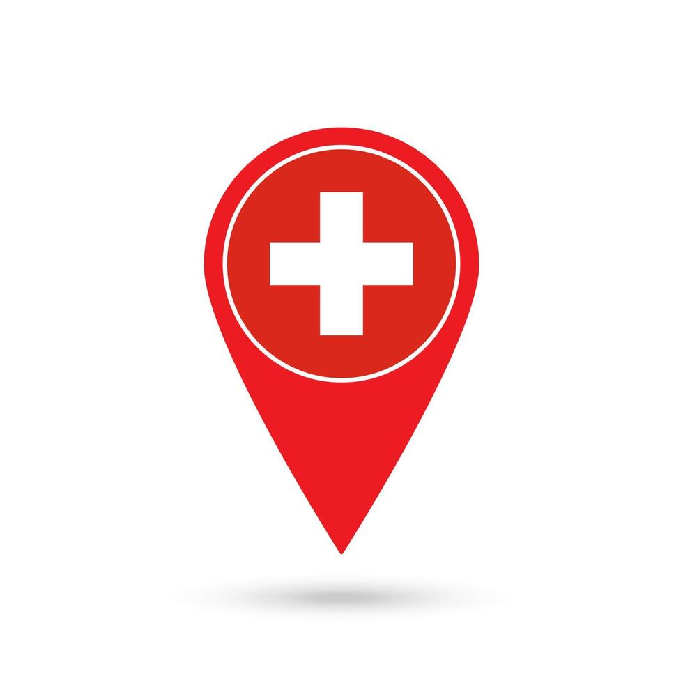 Map pointer with contry Switzerland. Switzerland flag. Vector illustration.
