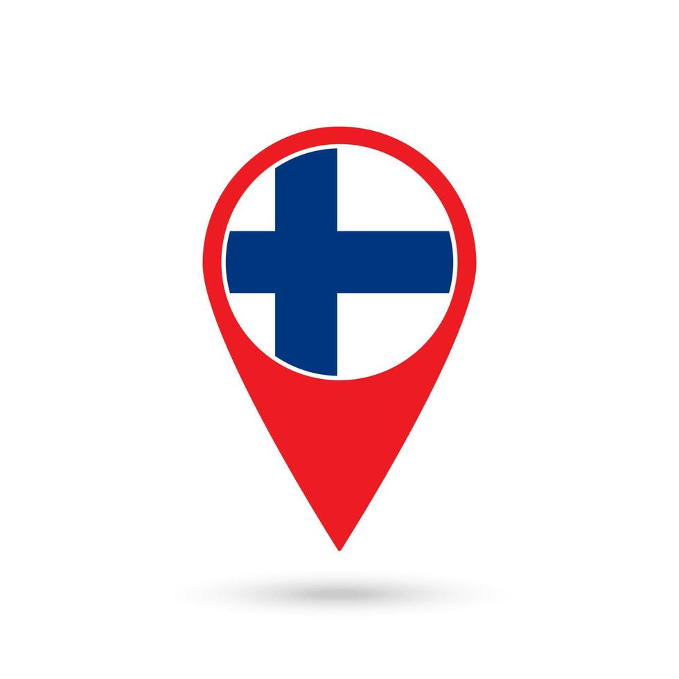 Map pointer with contry Finland. Finland flag. Vector illustration.