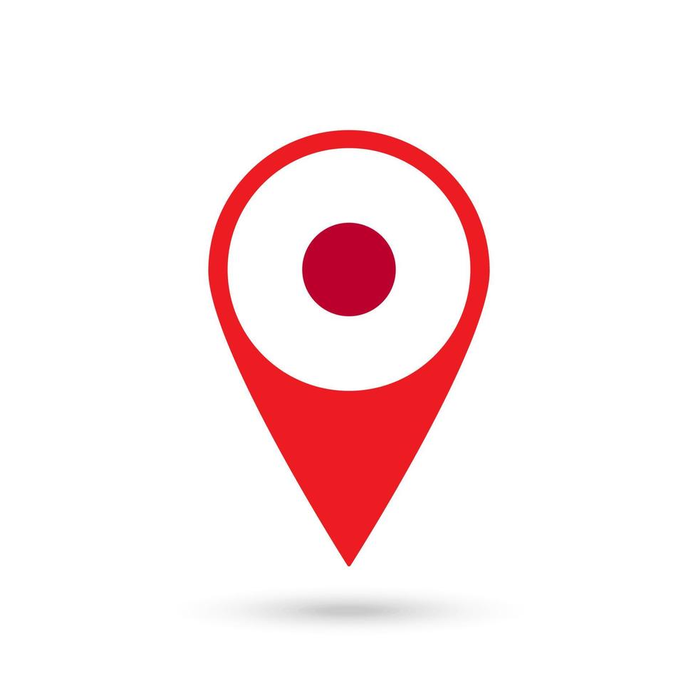 Map pointer with contry Japan. Japan flag. Vector illustration.