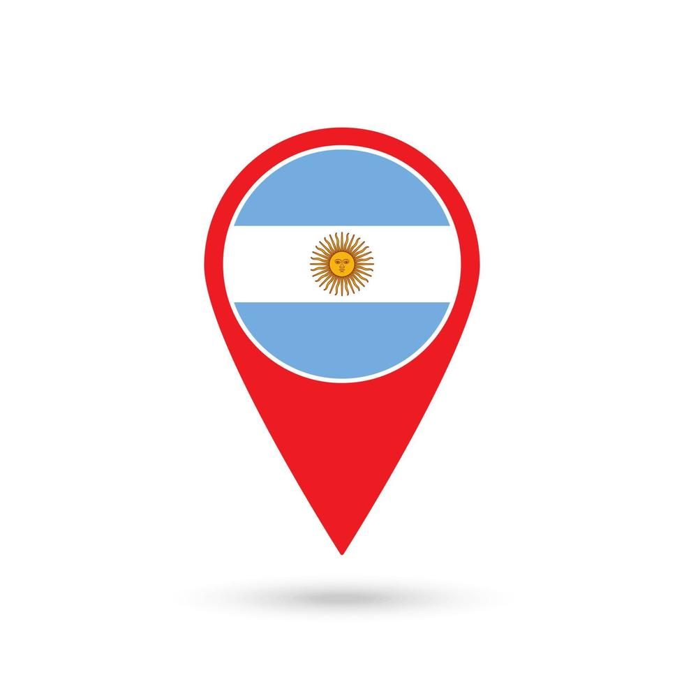 Map pointer with contry Argentina. Argentina flag. Vector illustration.