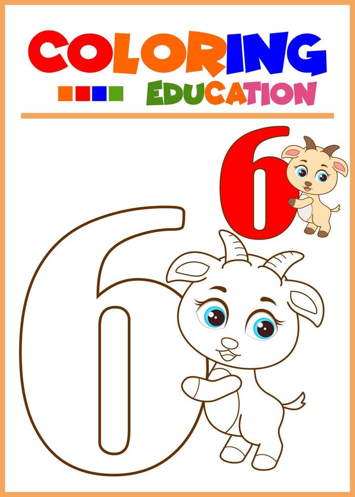 número para colorear para el aprendizaje de los niños vector