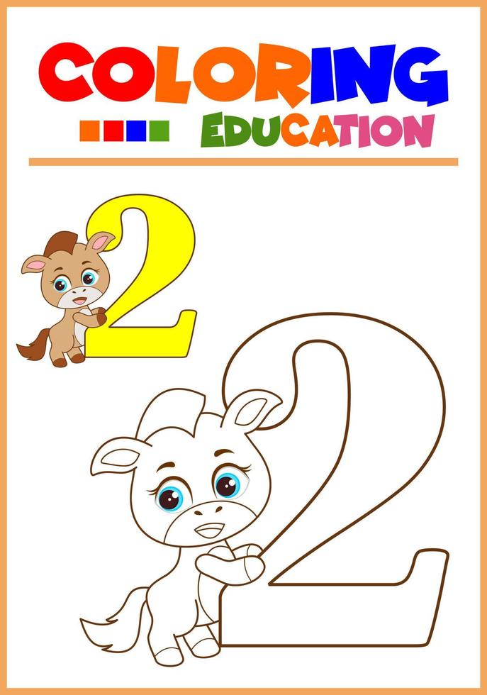 coloring number for children's learning horse vector