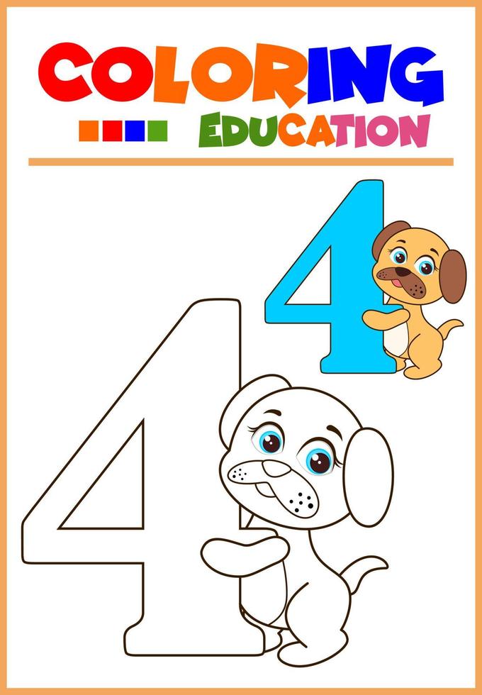 número para colorear para el aprendizaje de los niños vector