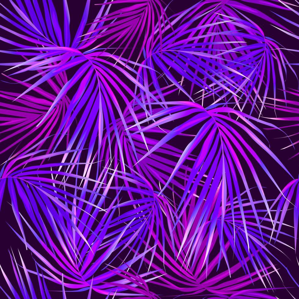 Jungle purple neon tropical  leaves seamless pattern.Summer exotic botanical foliage.Fluorescent  vectors colors.