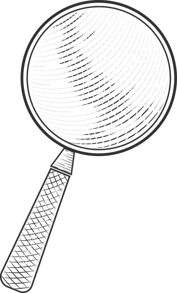 Old magnifying glass.Search symbol.Vector engraving illustration. vector