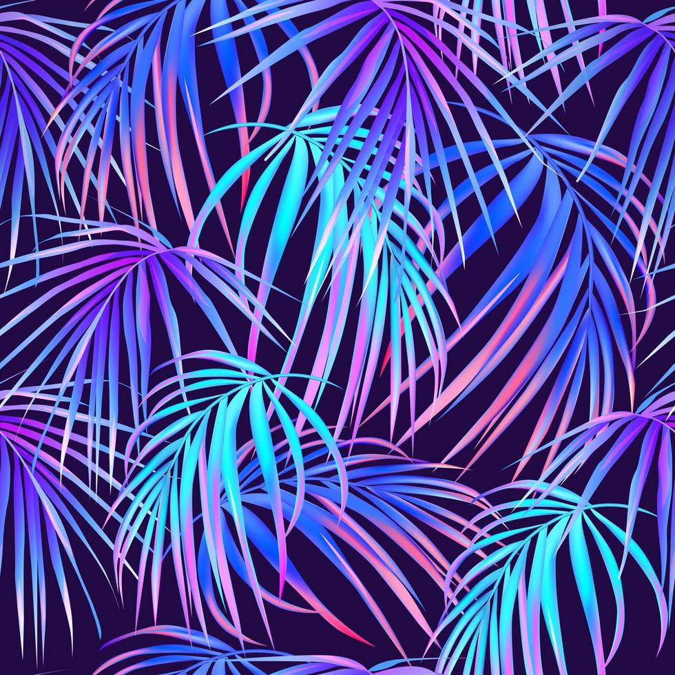 Jungle purple neon tropical  leaves seamless pattern.Summer exotic botanical foliage.Fluorescent  vectors colors.