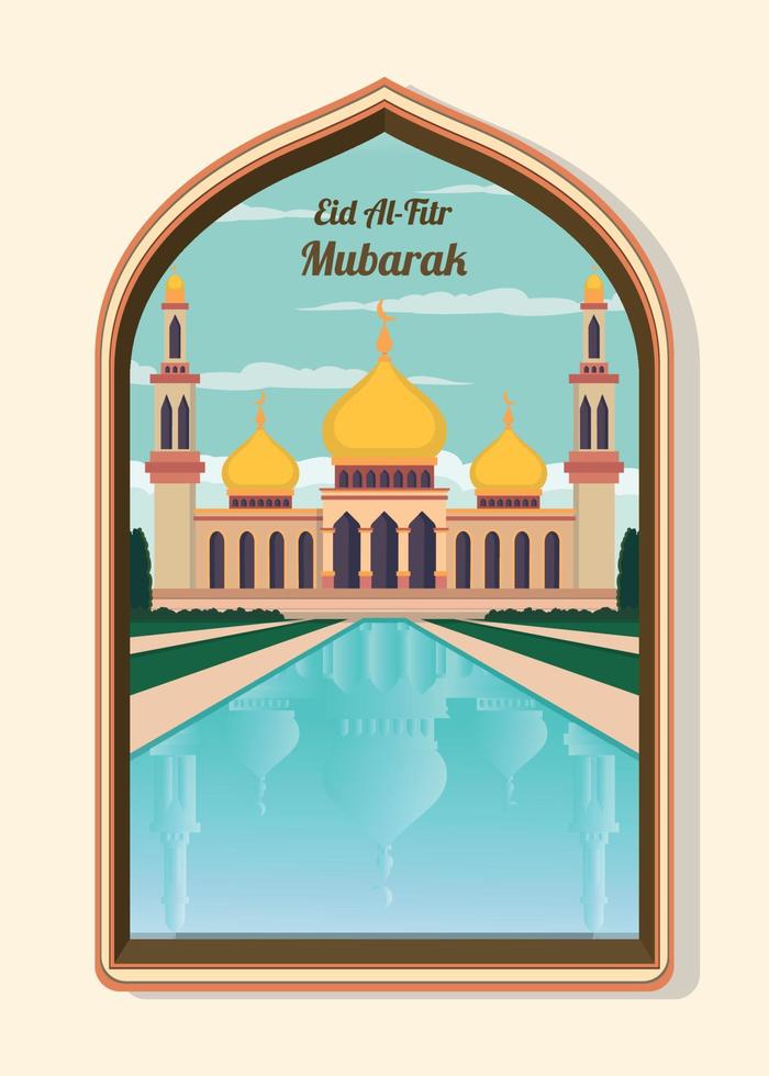 ramadan kareem background illustration with beautiful panorama vector