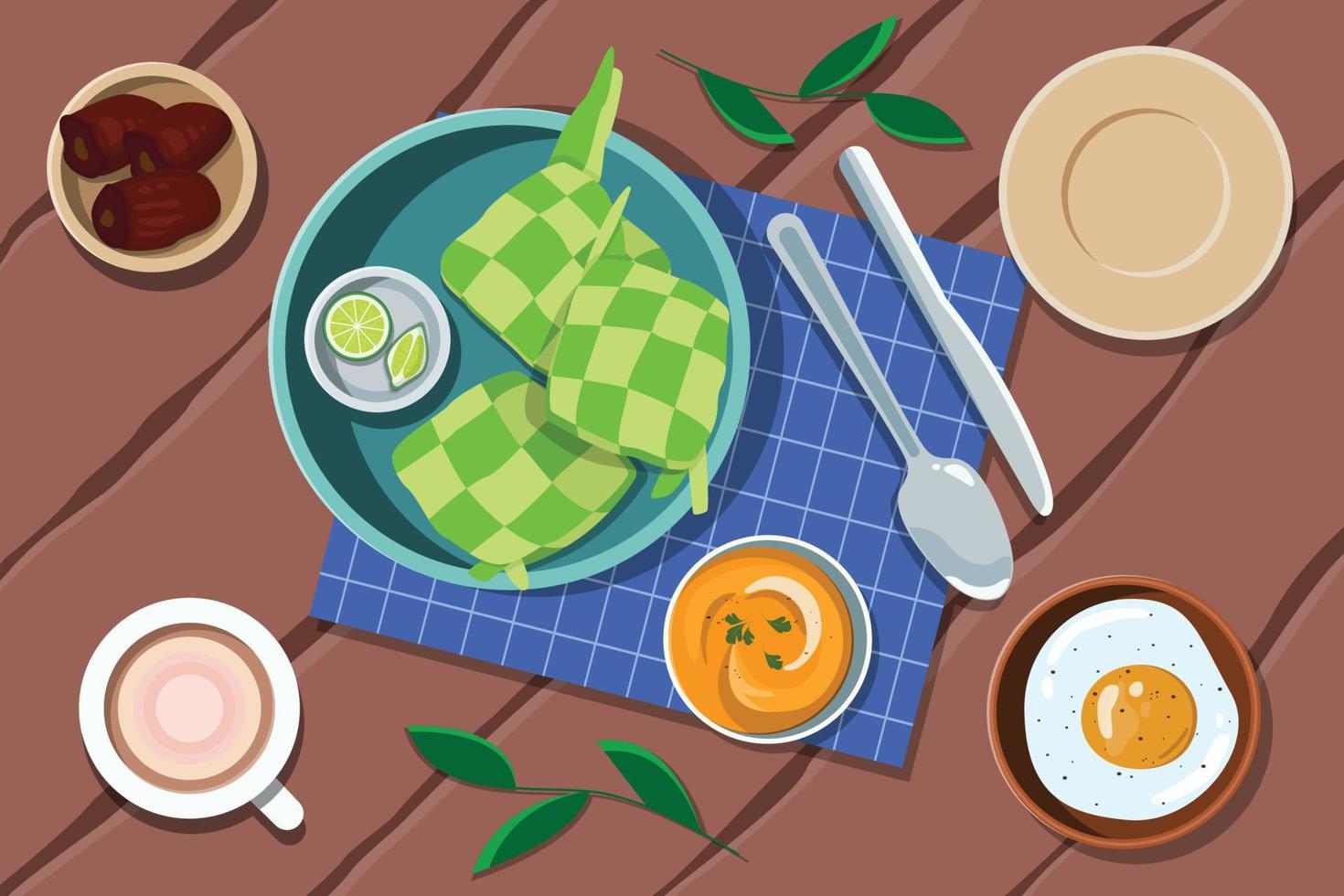 diseño de ilustración de ramadán de comida iftar vector