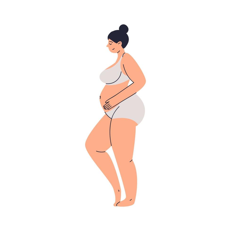 https://static.vecteezy.com/system/resources/previews/006/427/472/non_2x/busty-pregnant-woman-in-trendy-gray-underwear-hugs-her-belly-a-young-lady-with-her-hair-pulled-back-in-a-bun-a-future-mother-with-a-round-belly-in-wide-panties-and-a-bra-stock-illustration-vector.jpg