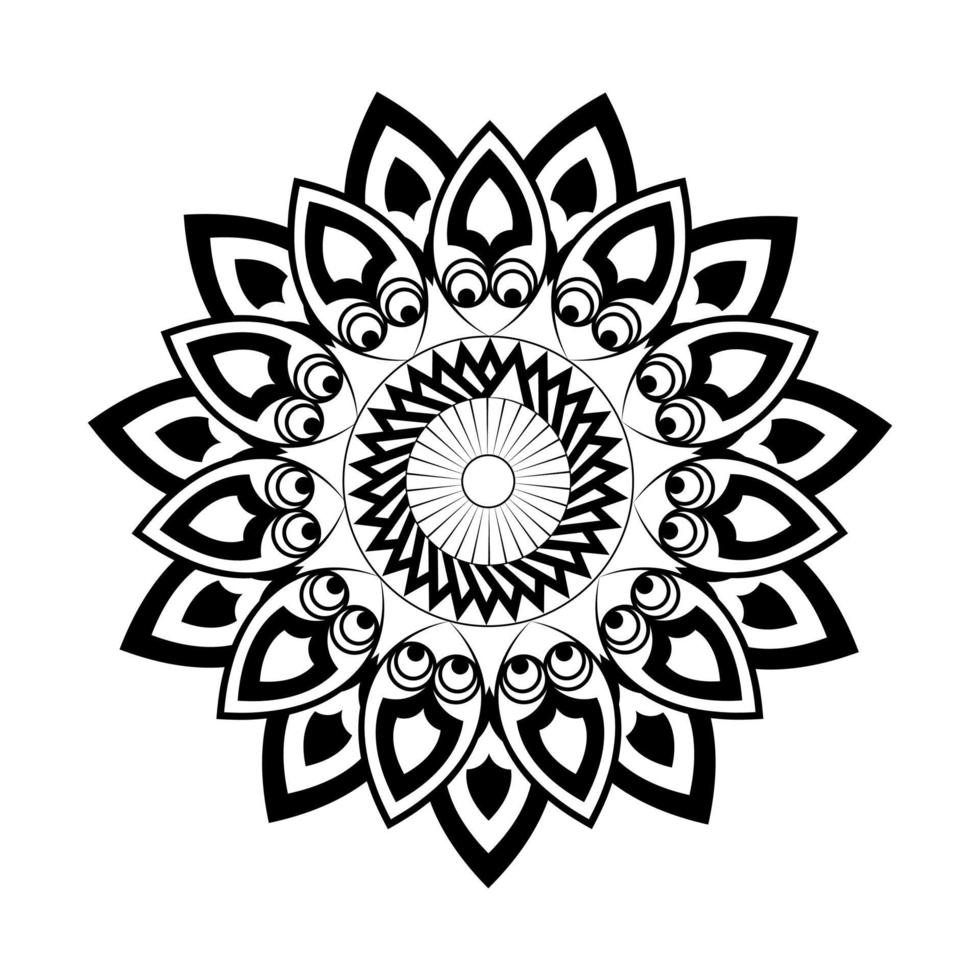 Mandala ornament patterns graphics vector illustration black and white background Premium Vector