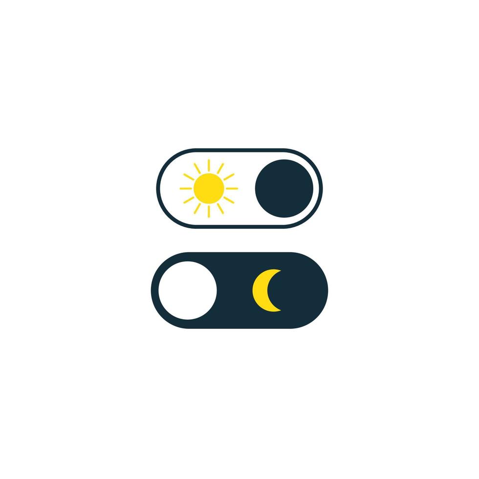 Iconos de cambio de sol a luna. cambio de noche y día. diseño de interfaz. boton interruptor. ilustración vectorial vector