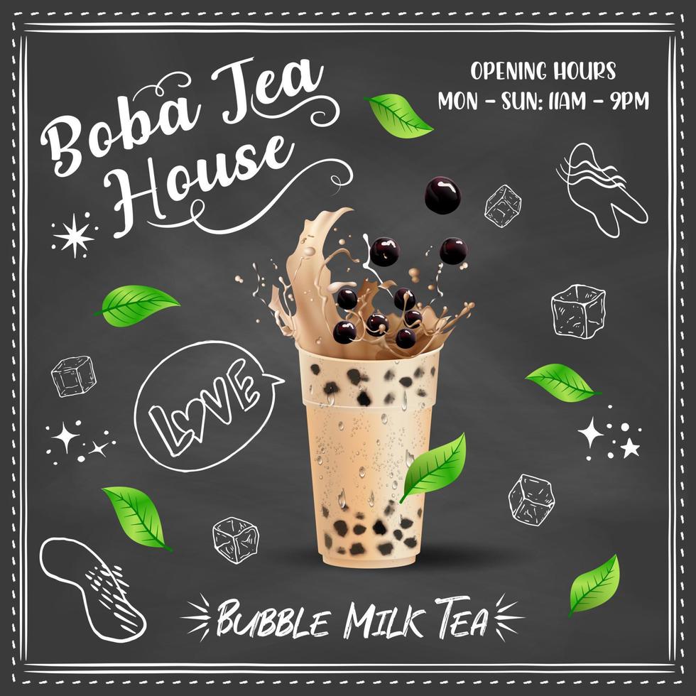 té con leche de burbujas, té con leche de perlas, diferentes tipos de boba. deliciosas bebidas. vector