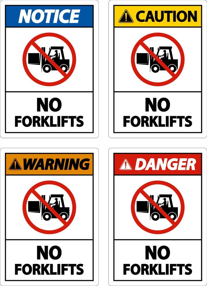 Danger No Forklifts Sign On White Background vector