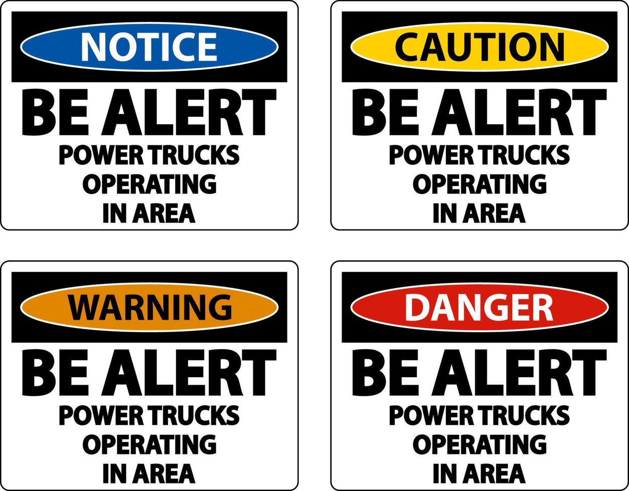 Power Trucks Operating Sign On White Background vector