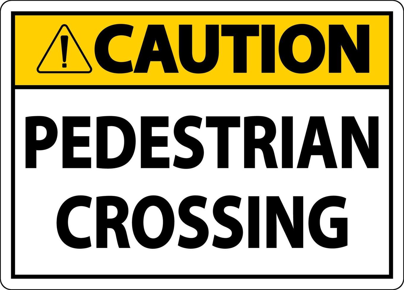 Caution Pedestrian Crossing Sign On White Background vector