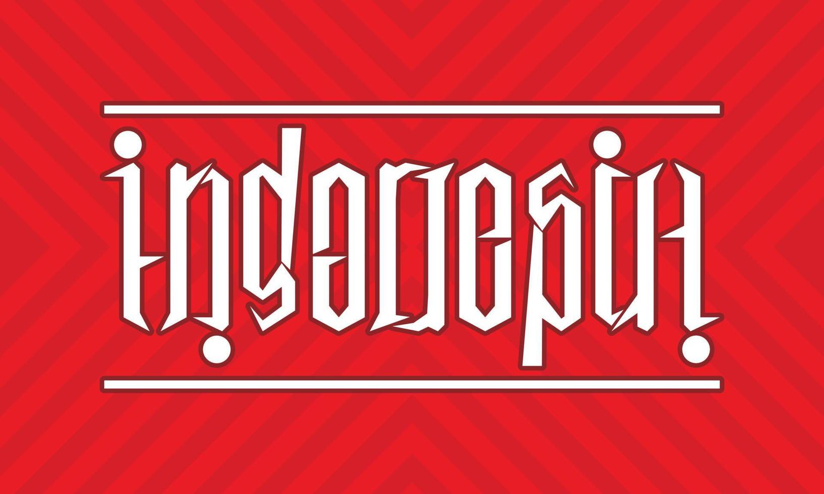 Indonesia with ambigram style vector