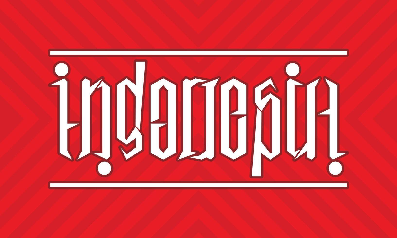 Indonesia with ambigram style vector