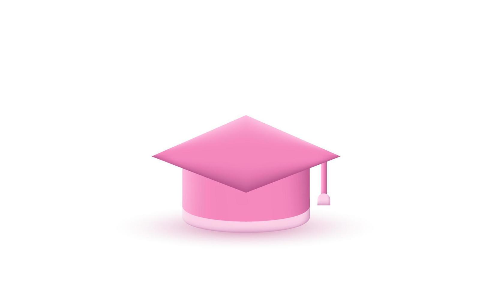 3d realistic graduation cap  icon isolated on white background vector
